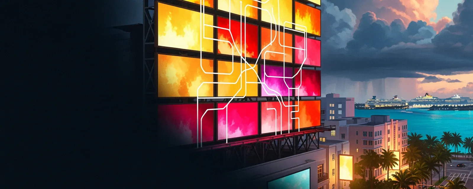 AdTech industry in Miami — illustrated cover for the AdTech Landscape of Miami
