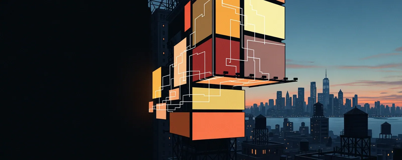 AdTech industry in New York City — illustrated cover for the AdTech Landscape of New York City