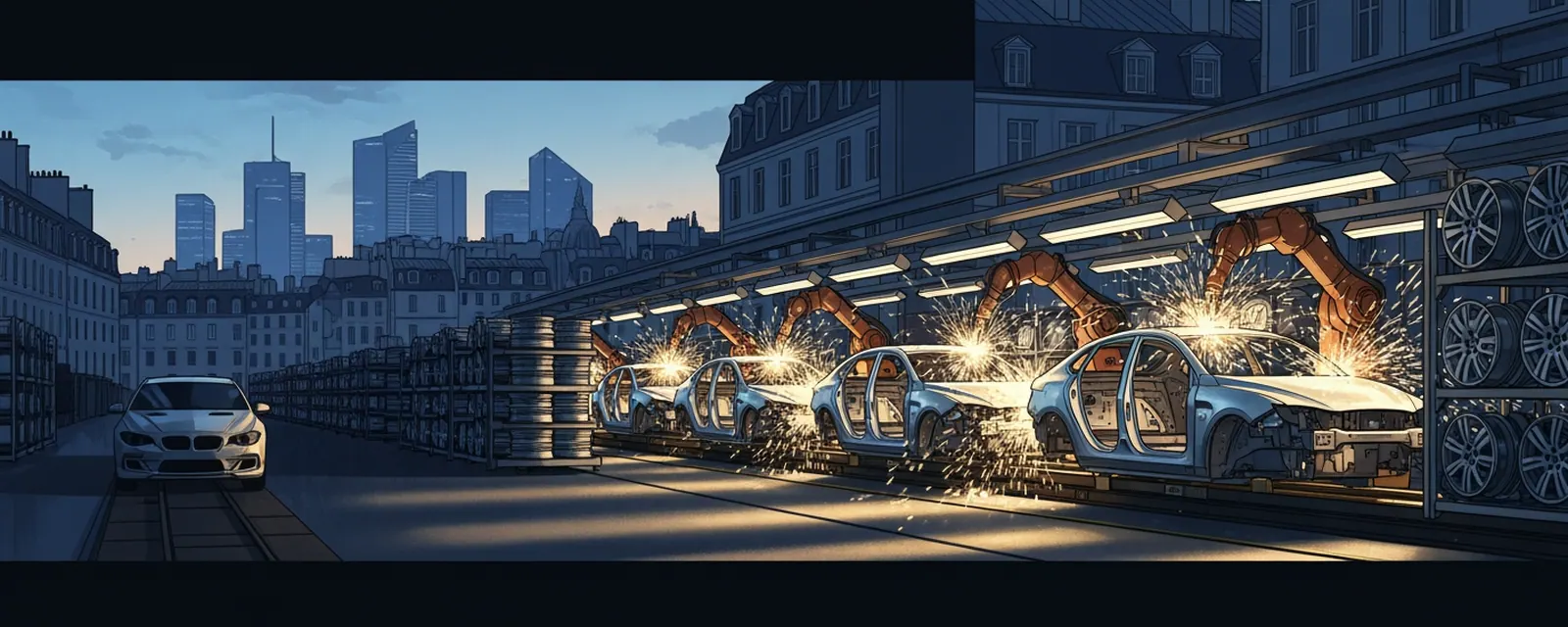 Auto industry in France — illustrated cover for the Auto Landscape of France
