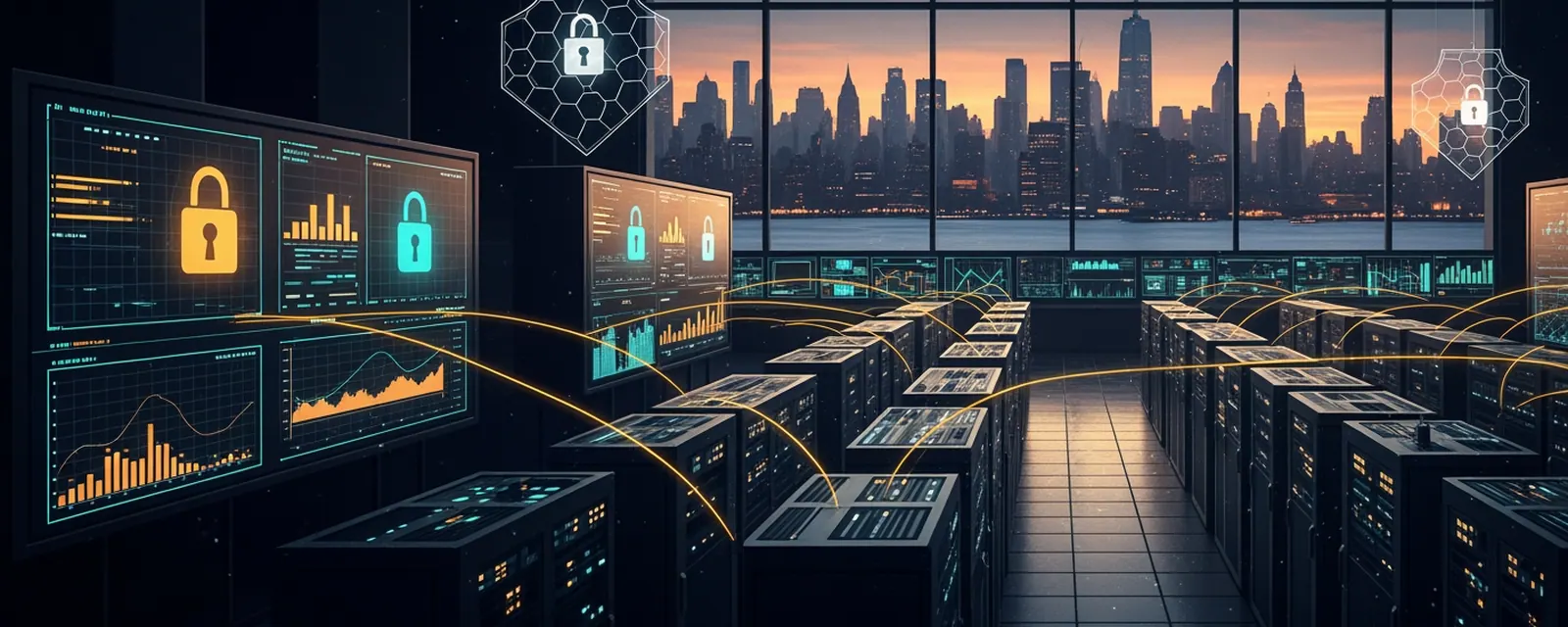 Cybersecurity industry in New York City — illustrated cover for the Cybersecurity Landscape of New York City