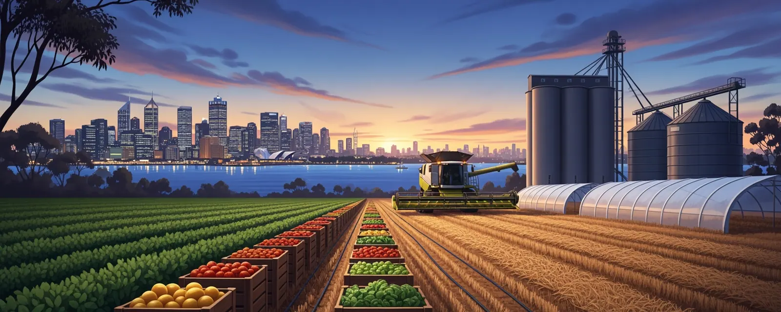 Food and Agriculture industry in Australia — illustrated cover for the Food and Agriculture Landscape of Australia