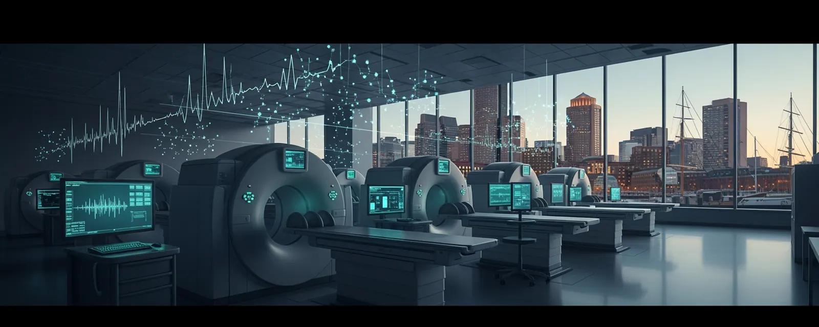 Healthtech industry in Boston — illustrated cover for the Healthtech Landscape of Boston