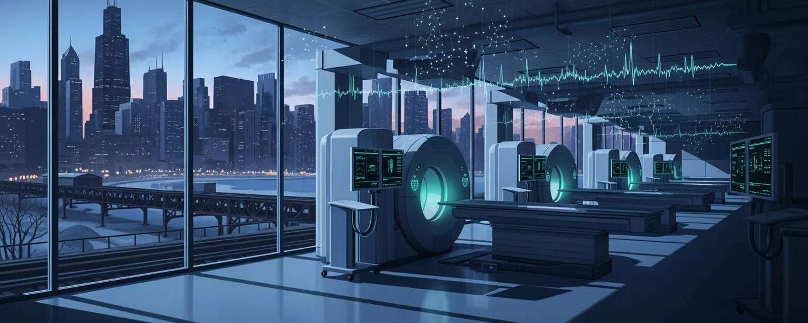 Healthtech industry in Chicago — illustrated cover for the Healthtech Landscape of Chicago