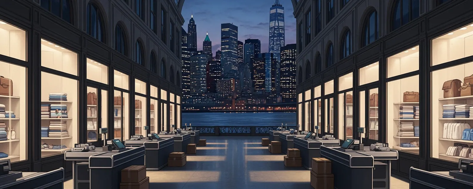 Retail industry in New York City — illustrated cover for the Retail Landscape of New York City