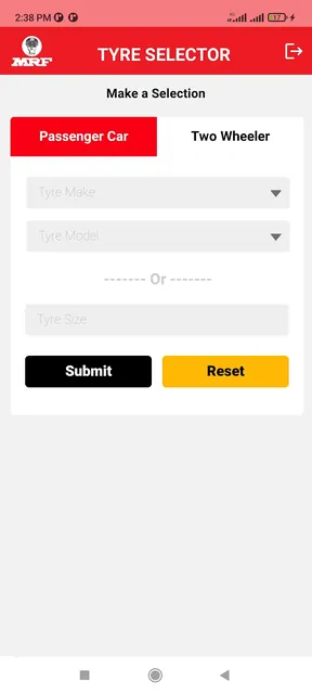MRF Tyre Selector screenshot 2
