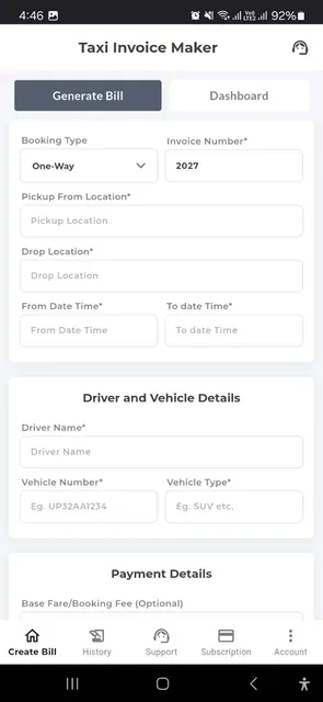 Taxi Invoice Maker Pro Billing screenshot 1