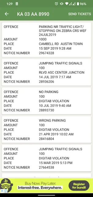Traffic Bangalore: Check Fines screenshot 3