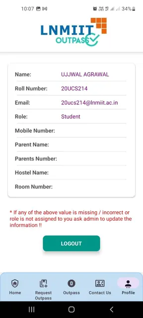 LNMIIT Outpass screenshot 6