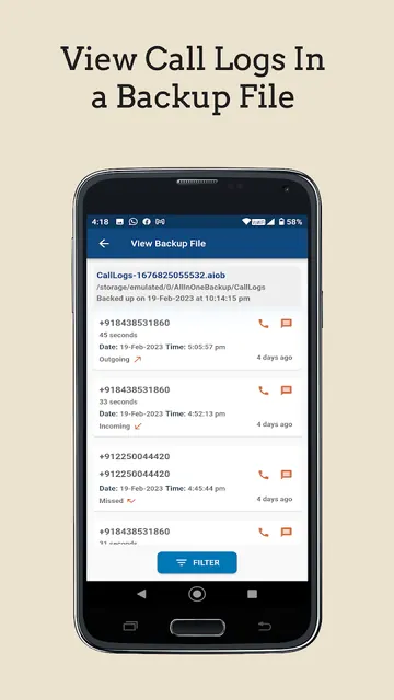 Call Logs Backup screenshot 2