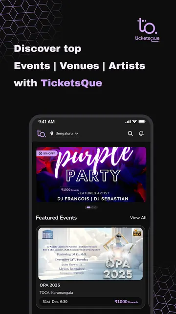 TicketsQue - Events, Dining screenshot 1