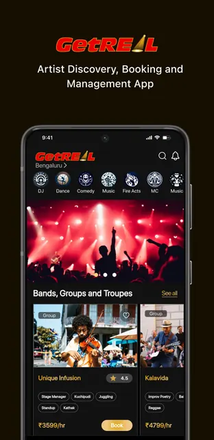 GetREAL-Artist Booking App screenshot 1