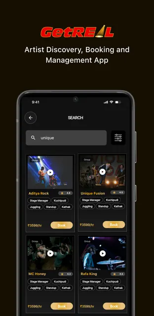 GetREAL-Artist Booking App screenshot 3