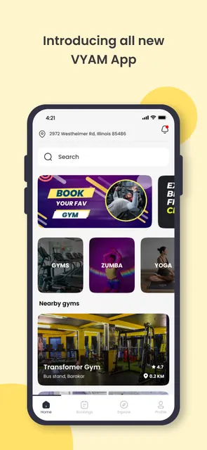 VYAM - Book nearby Gyms online screenshot 1