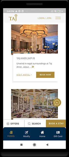 Taj Hotels Resorts and Palaces screenshot 2