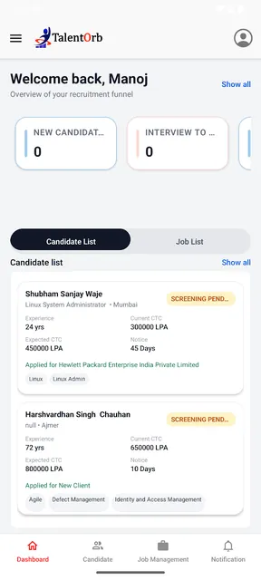 TalentOrb Recruiter App screenshot 1