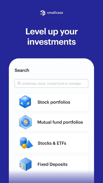 smallcase: Stocks, MFs, FDs screenshot 1