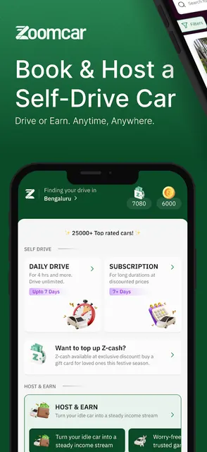 Zoomcar: Car rental for travel screenshot 1