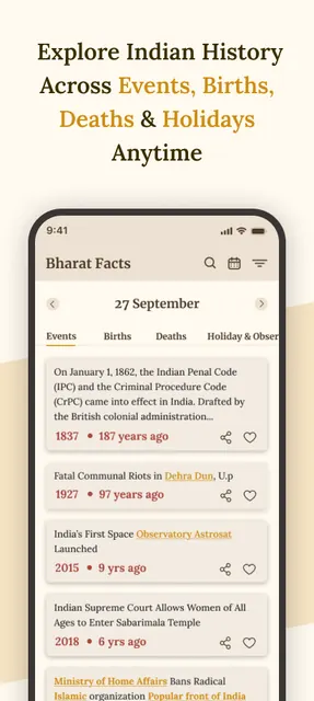 BharatFacts - Daily History screenshot 2