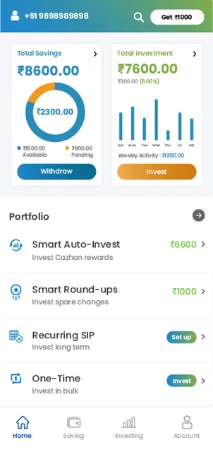 CazhOn : Save & Invest screenshot 1