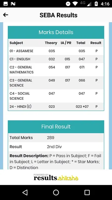 ASSEB Results screenshot 5