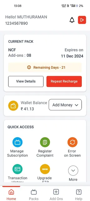 My Sun Direct App screenshot 2